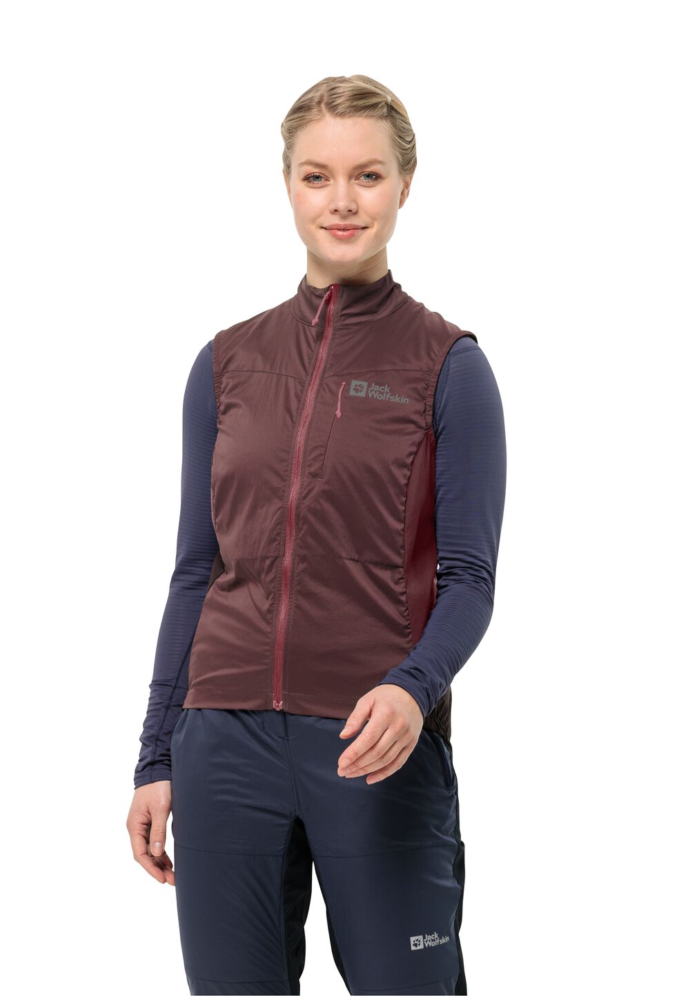 Jack Wolfskin Hochatmungsaktive Fahrradweste Damen Morobbia Alpha Vest Women M dark maroon dark maroon von Jack Wolfskin