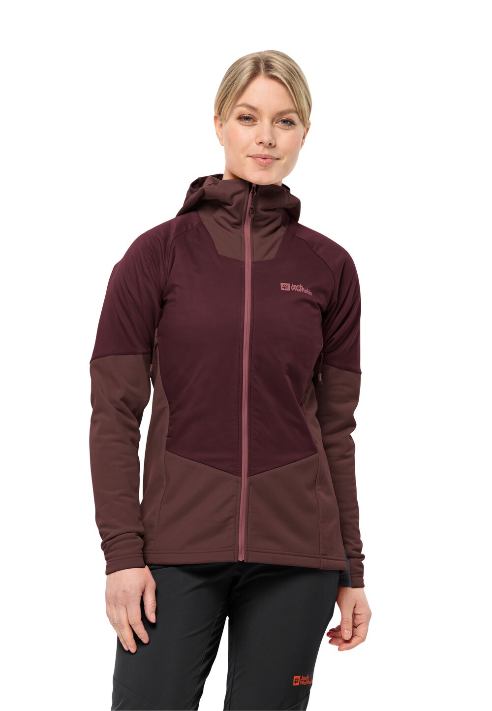 Jack Wolfskin Hybrid-Skitouren-Jacke Damen Alpspitze Ins Hybrid Women XL dark maroon dark maroon von Jack Wolfskin