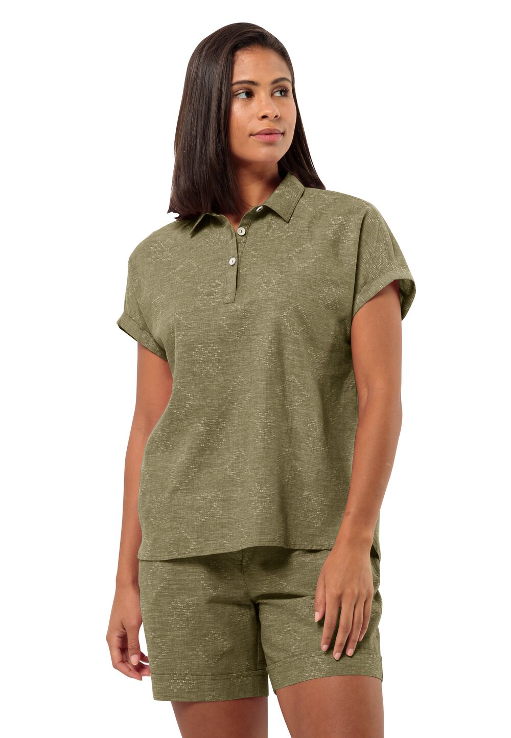 Jack Wolfskin Kurzarm Bluse Damen Karana Shirt Women L bay leaf Bay Leaf von Jack Wolfskin