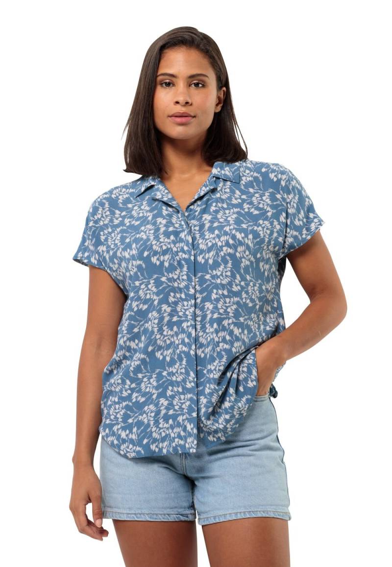 Jack Wolfskin Kurzarm Bluse Damen Sommerwiese Shirt Women M leaves elemental blue Leaves Elemental Blue von Jack Wolfskin