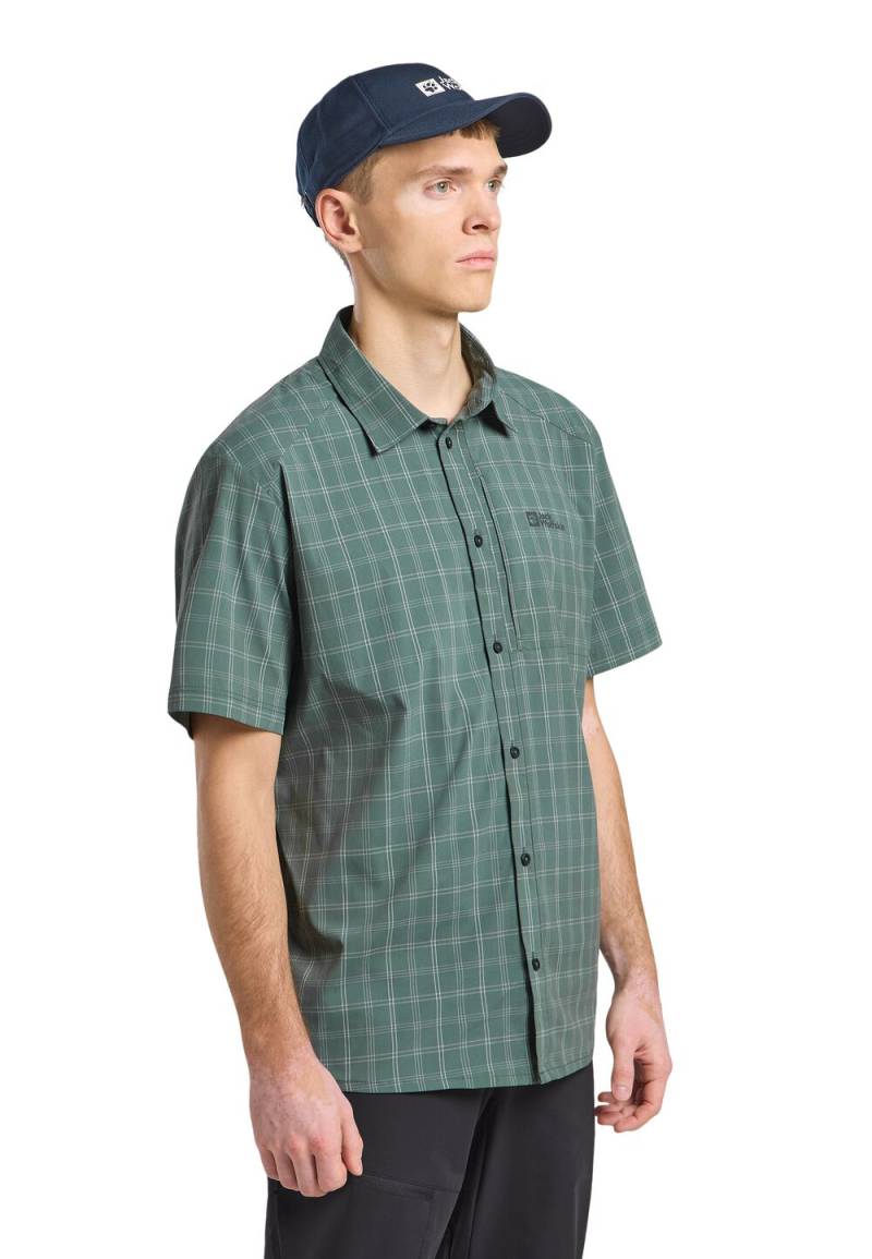 Jack Wolfskin Kurzarm Hemd Herren Norbo S|S Shirt Men L hedge green checks hedge green checks von Jack Wolfskin