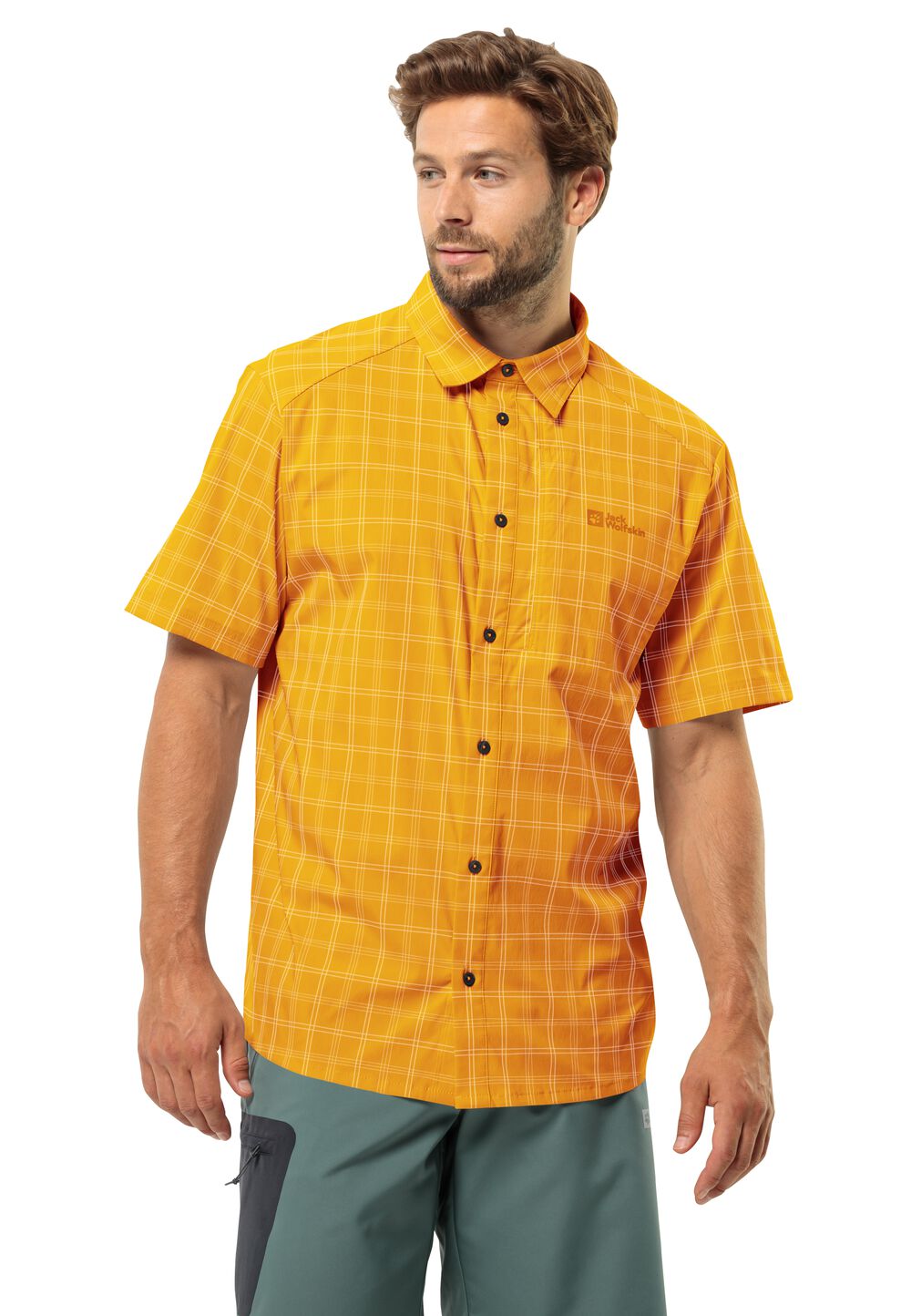 Jack Wolfskin Kurzarm Hemd Herren Norbo S/S Shirt Men S curry check Curry Check von Jack Wolfskin