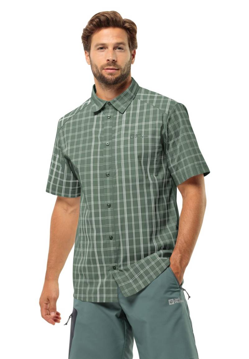 Jack Wolfskin Kurzarm Hemd Herren Norbo S|S Shirt Men XL hedge green checks hedge green checks von Jack Wolfskin