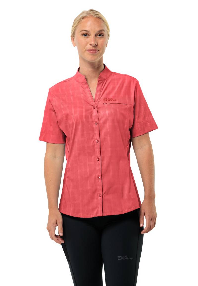 Jack Wolfskin Kurzarm Wanderbluse Damen Norbo S|S Shirt Women XS vibrant red check Vibrant Red Check von Jack Wolfskin