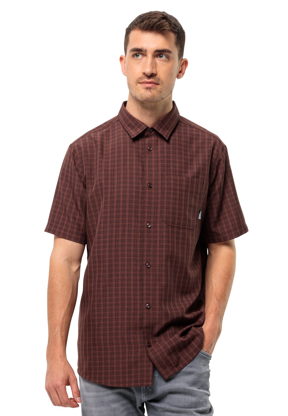 Jack Wolfskin Kurzarm Wanderhemd Herren EL Dorado Shirt Men L braun dark mahogany check von Jack Wolfskin