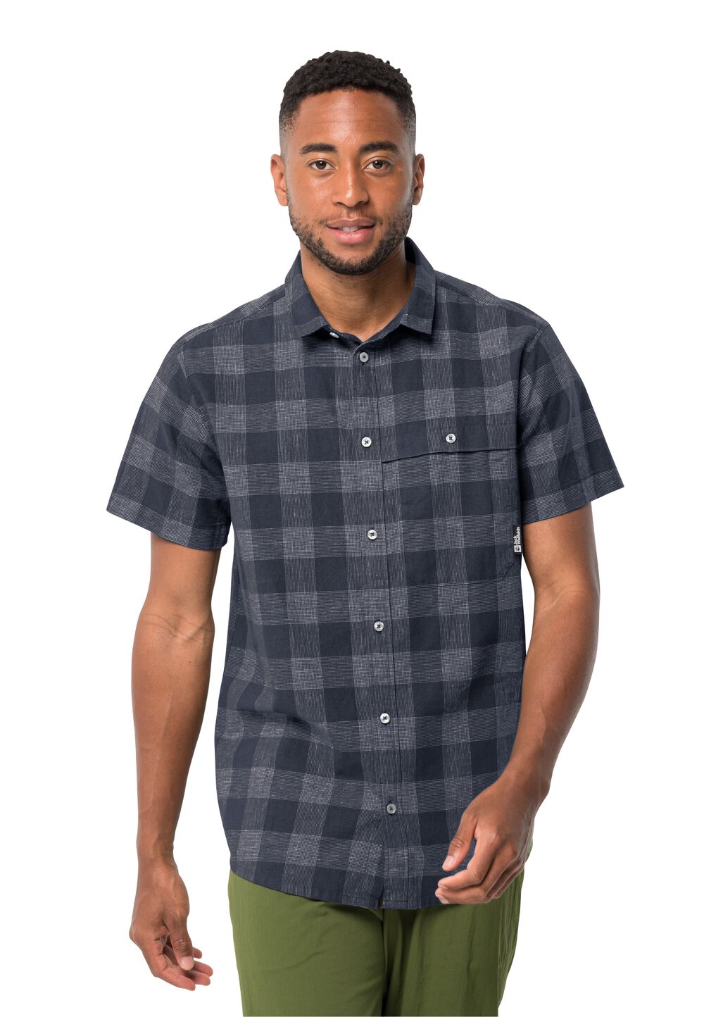 Jack Wolfskin Kurzarm Wanderhemd Herren Highlands Shirt Men L blau night blue checks von Jack Wolfskin