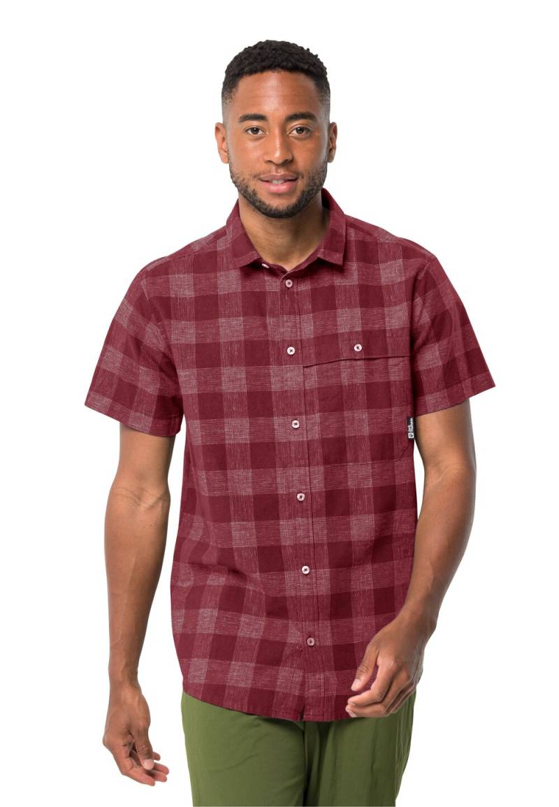 Jack Wolfskin Kurzarm Wanderhemd Herren Highlands Shirt Men L deep ruby check Deep Ruby Check von Jack Wolfskin