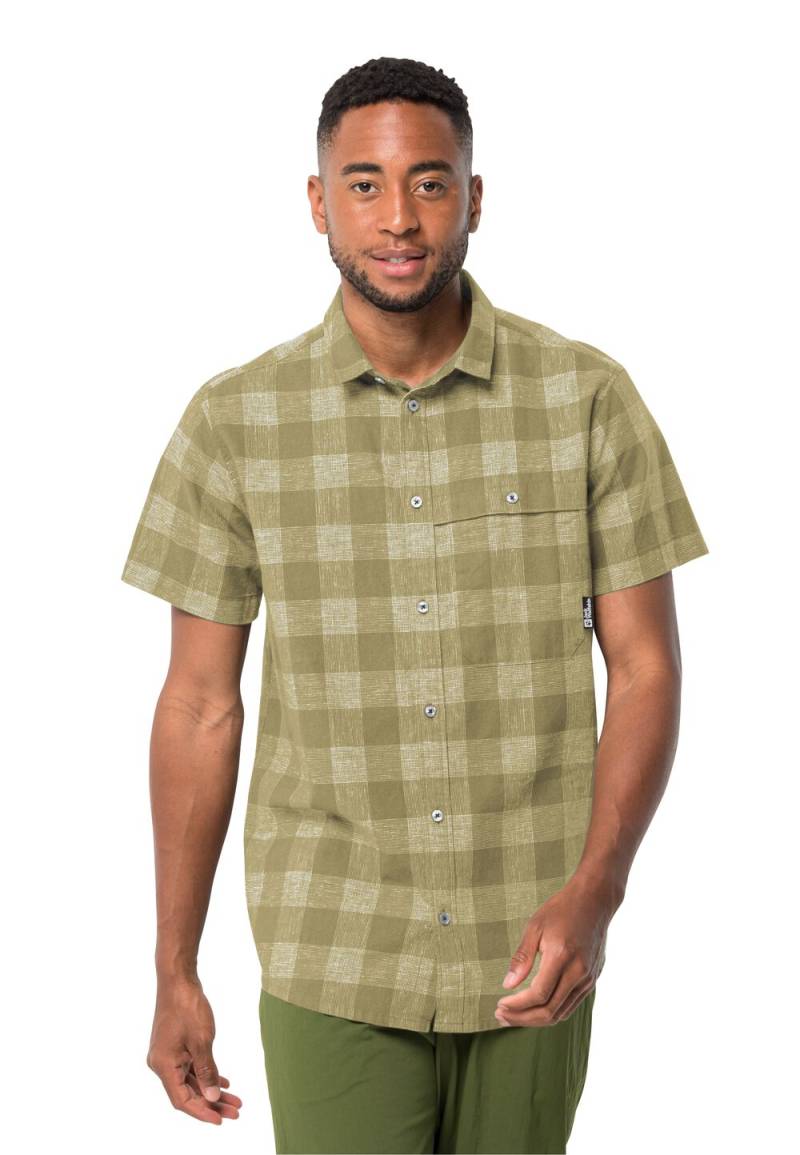 Jack Wolfskin Kurzarm Wanderhemd Herren Highlands Shirt Men XL bay leaf check Bay Leaf Check von Jack Wolfskin