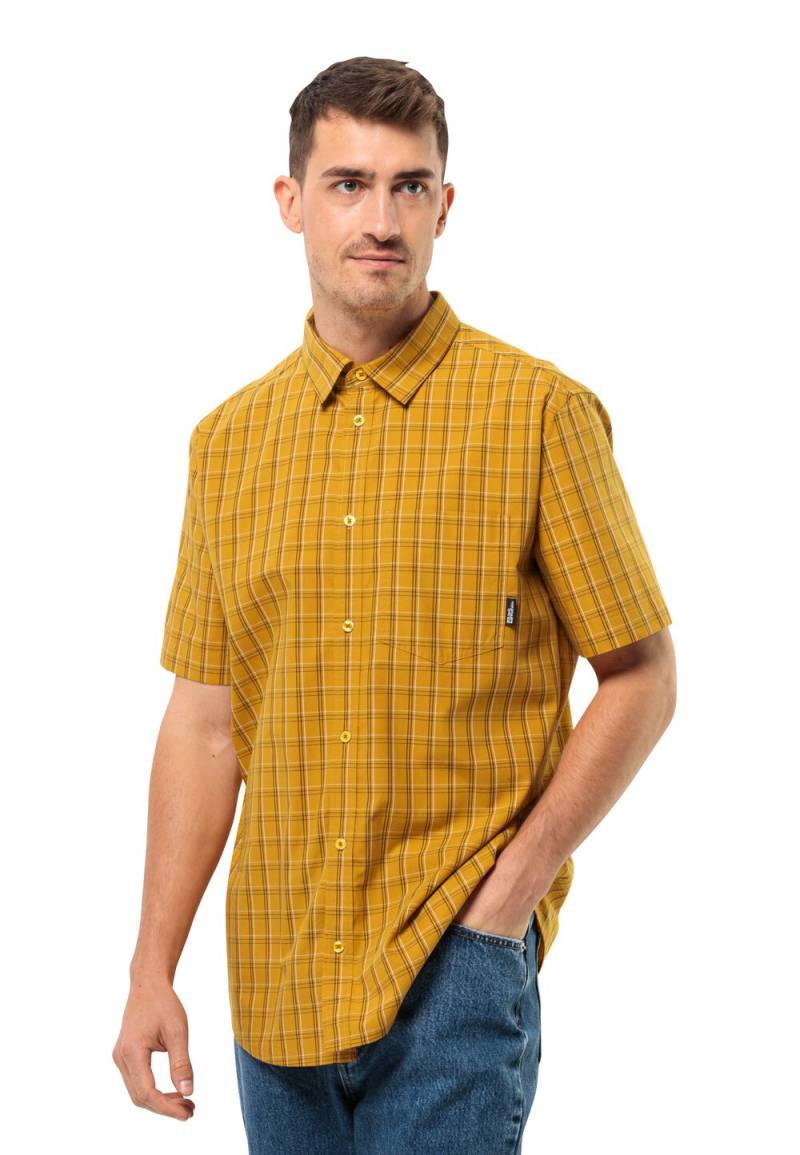 Jack Wolfskin Kurzarm Wanderhemd Herren Hot Springs Shirt Men S curry check Curry Check von Jack Wolfskin