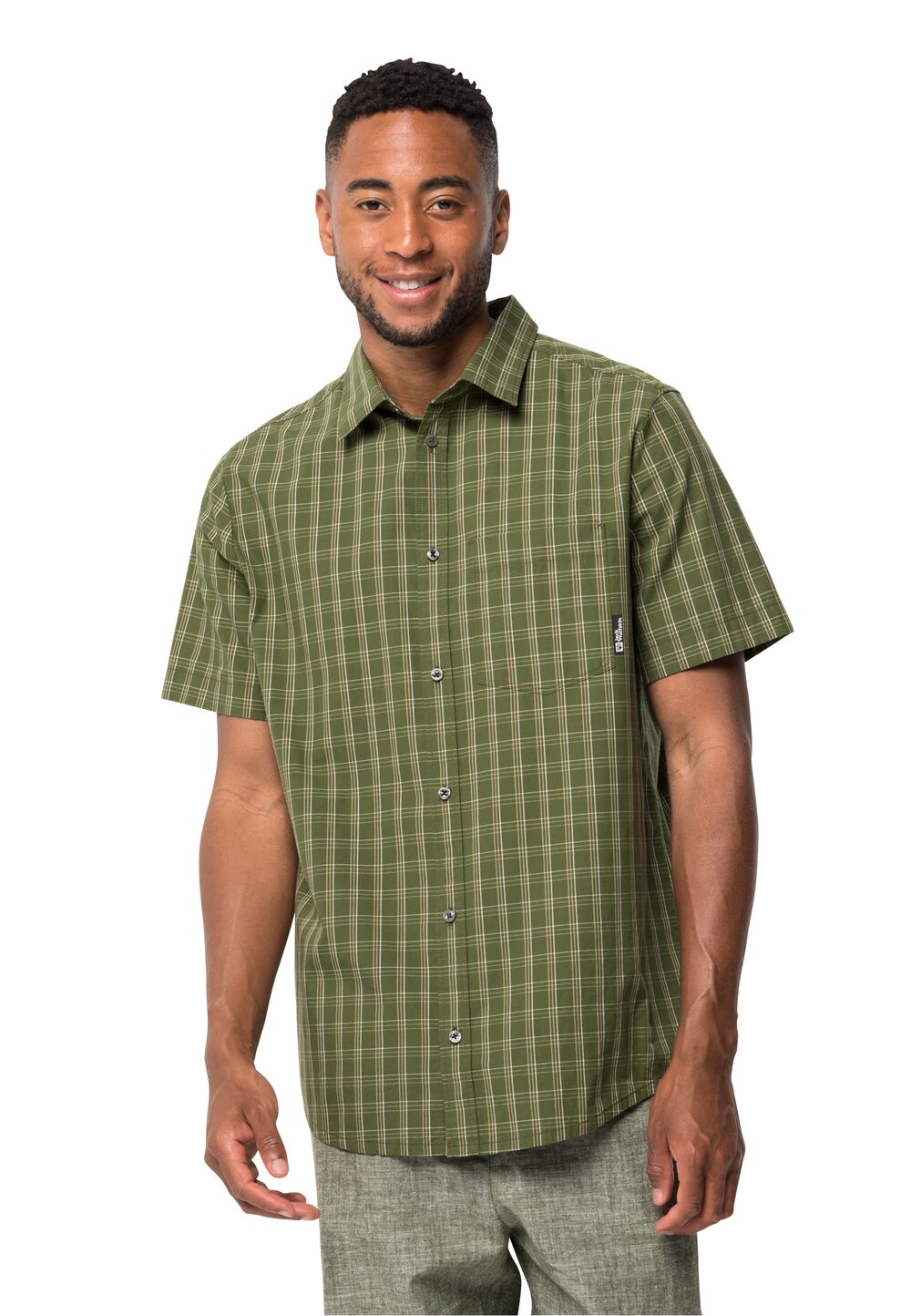 Jack Wolfskin Kurzarm Wanderhemd Herren Hot Springs Shirt Men S greenwood checks greenwood checks von Jack Wolfskin