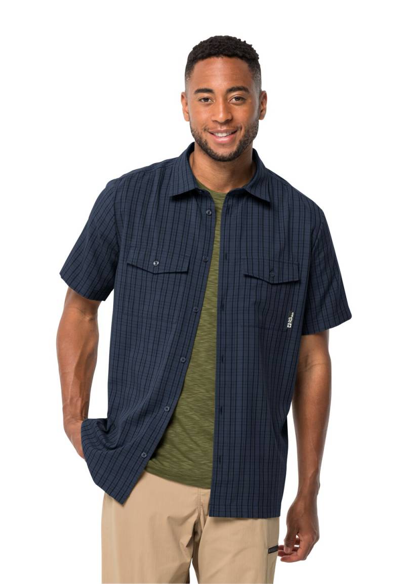 Jack Wolfskin Kurzarm Wanderhemd Herren Thompson Shirt Men S night blue checks Night Blue Checks von Jack Wolfskin