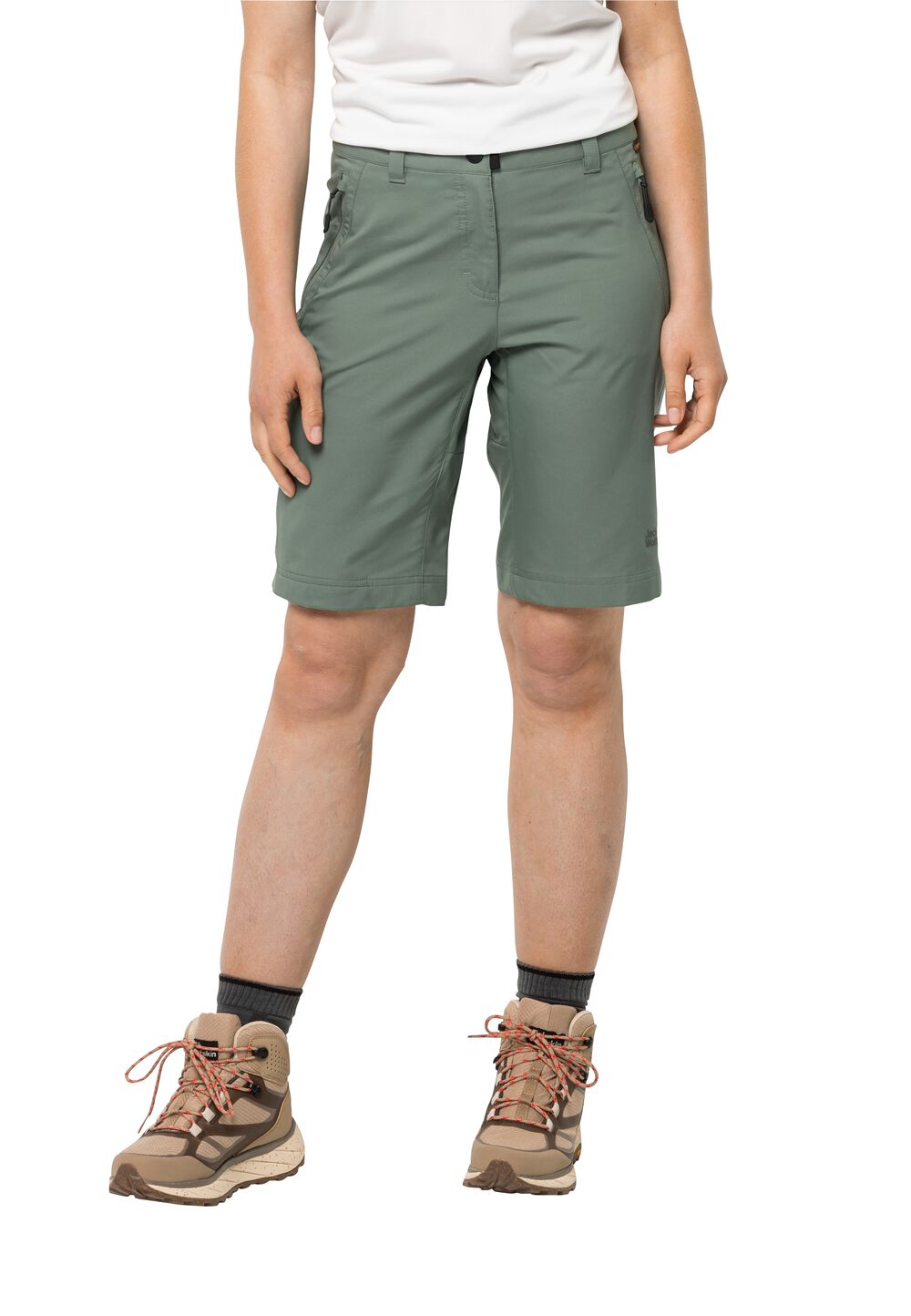 Jack Wolfskin Kurze Softshellhose Damen Activate Track Shorts Women 40 picnic green picnic green von Jack Wolfskin