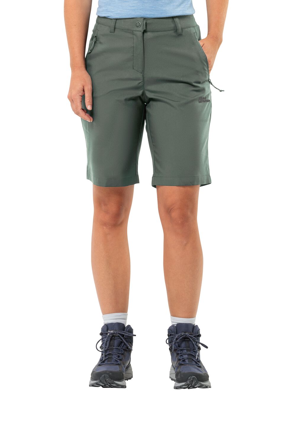 Jack Wolfskin Kurze Softshellhose Damen Active Track Shorts Women 34 hedge green hedge green von Jack Wolfskin