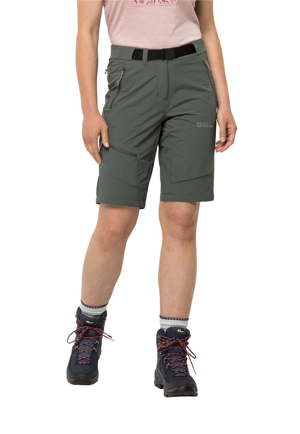 Jack Wolfskin Kurze Softshellhose Damen Ziegspitz Shorts Women 34 grau slate green von Jack Wolfskin