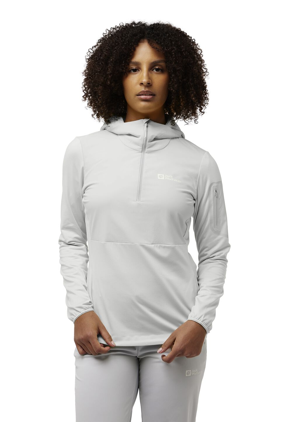 Jack Wolfskin Langarm Funktionsshirt mit Kapuze Damen Prelight Trail Hoody Women L cool grey Cool Grey von Jack Wolfskin