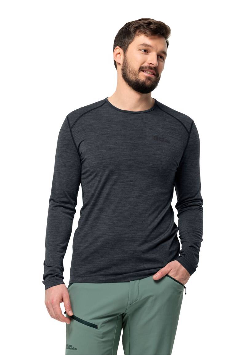 Jack Wolfskin Langarm Funktionsshirt mit Merinowolle Herren Kammweg L/S Men M phantom Phantom von Jack Wolfskin