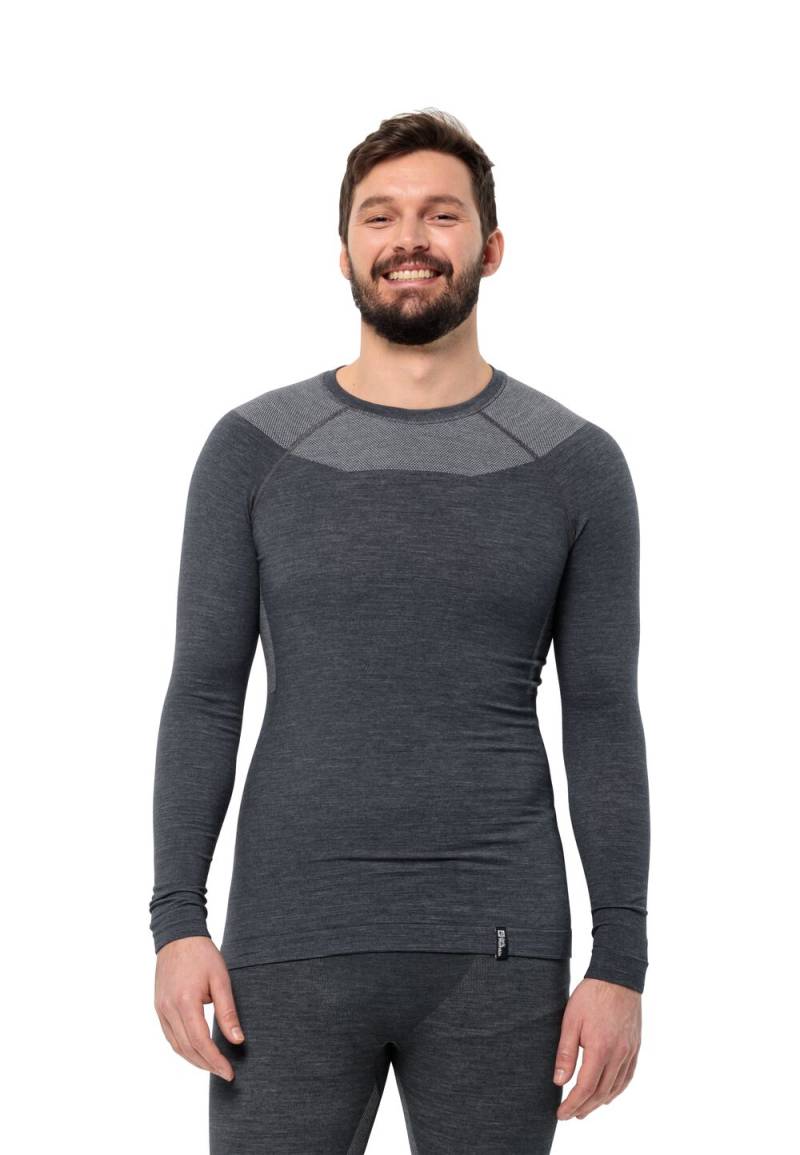 Jack Wolfskin Langarm Merino Funktionsshirt Herren Seamless Wool L/S Men L phantom Phantom von Jack Wolfskin