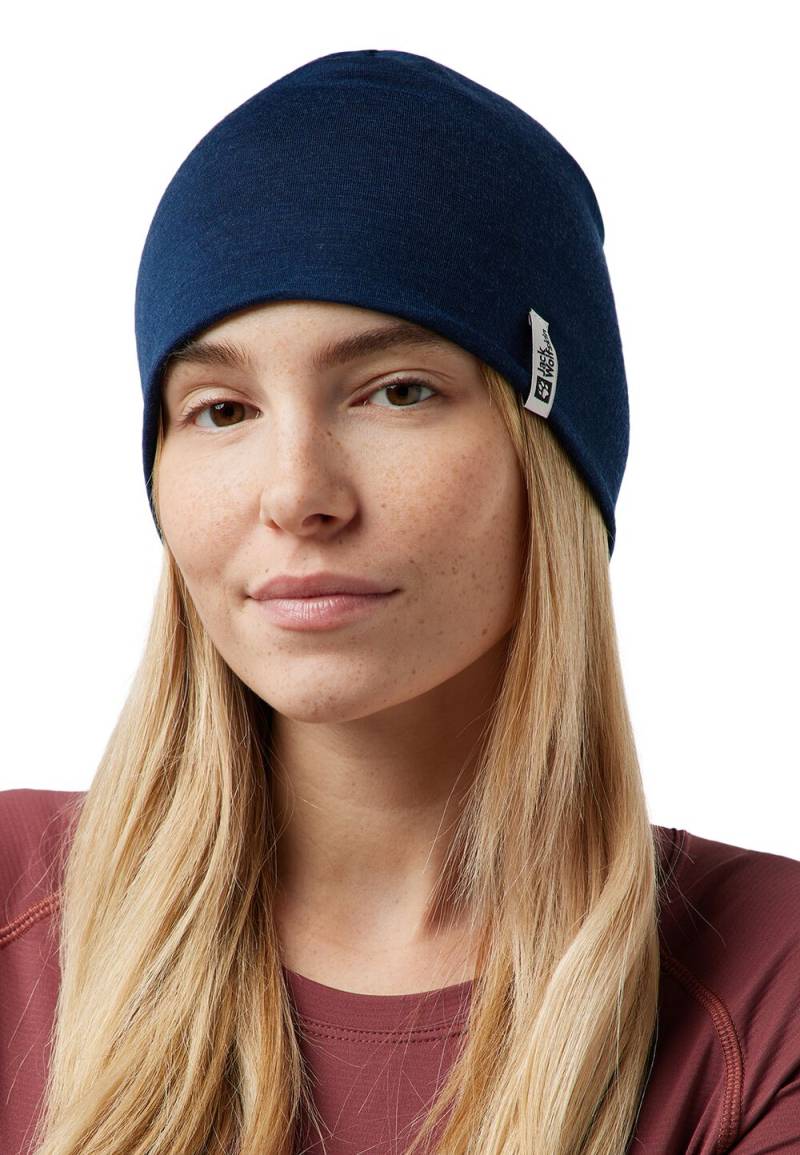 Jack Wolfskin Merino Beanie Mütze Merino Beanie One Size blau night blue von Jack Wolfskin