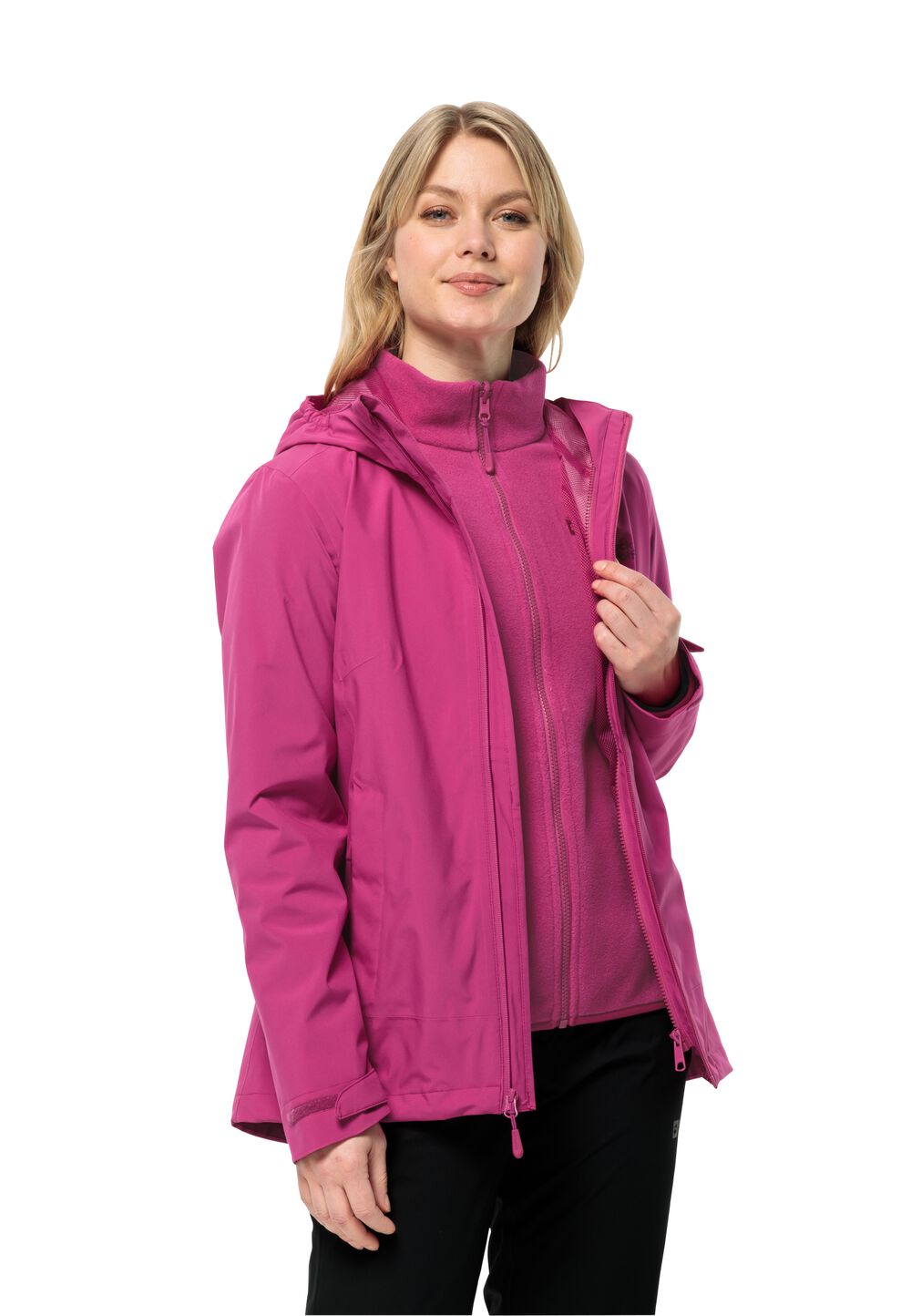 Jack Wolfskin Moonrise 3in1 Jacket Women L new magenta new magenta von Jack Wolfskin