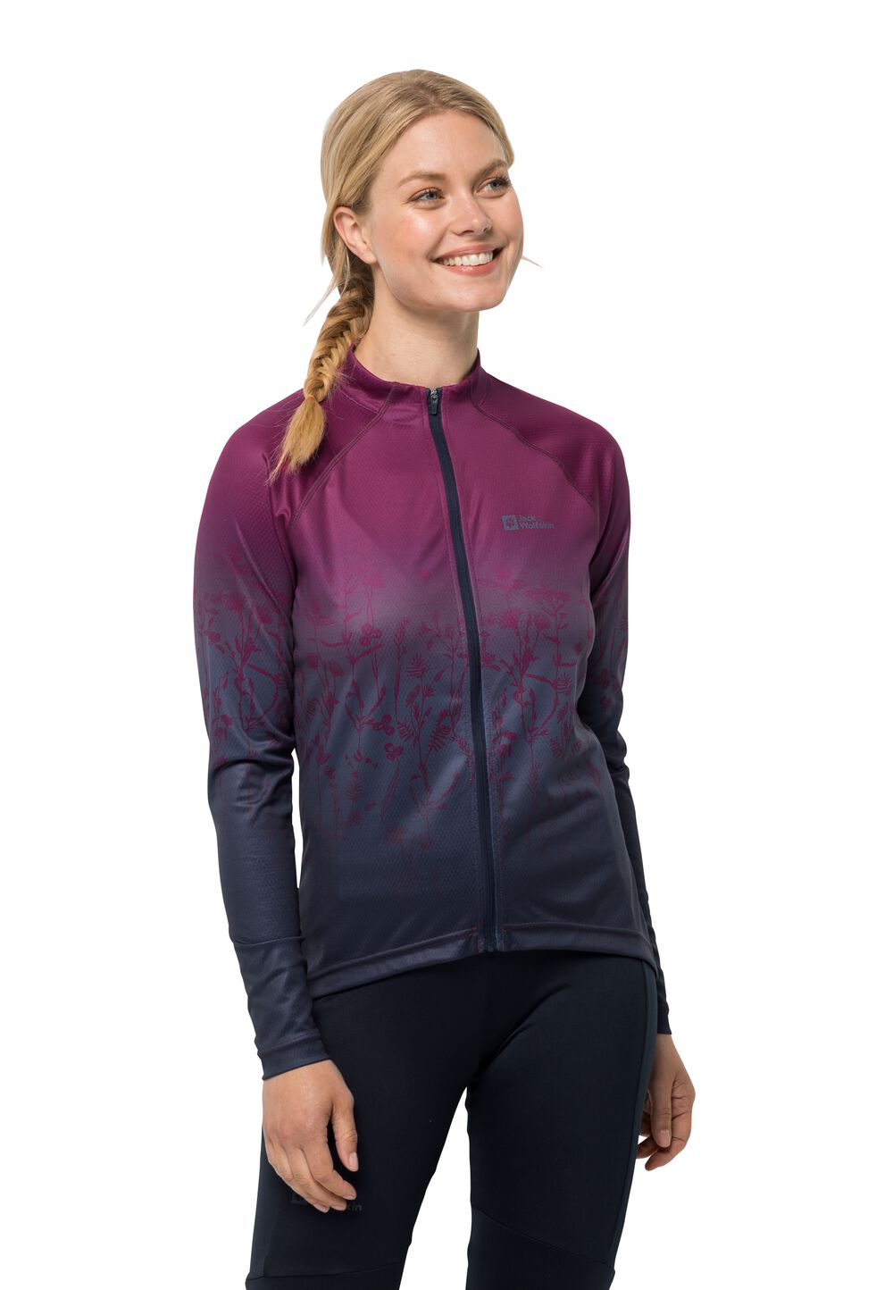 Jack Wolfskin Radtrikot Damen Morobbia FZ L/S Print Women L sangria red 51 sangria red 51 von Jack Wolfskin