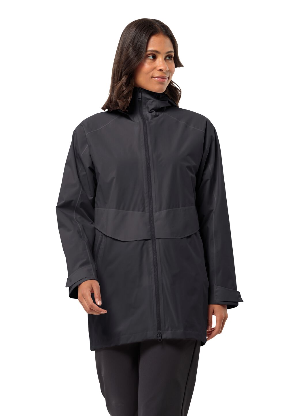 Jack Wolfskin Regenjacke Damen Mainkai Long Jacket Women L phantom Phantom von Jack Wolfskin