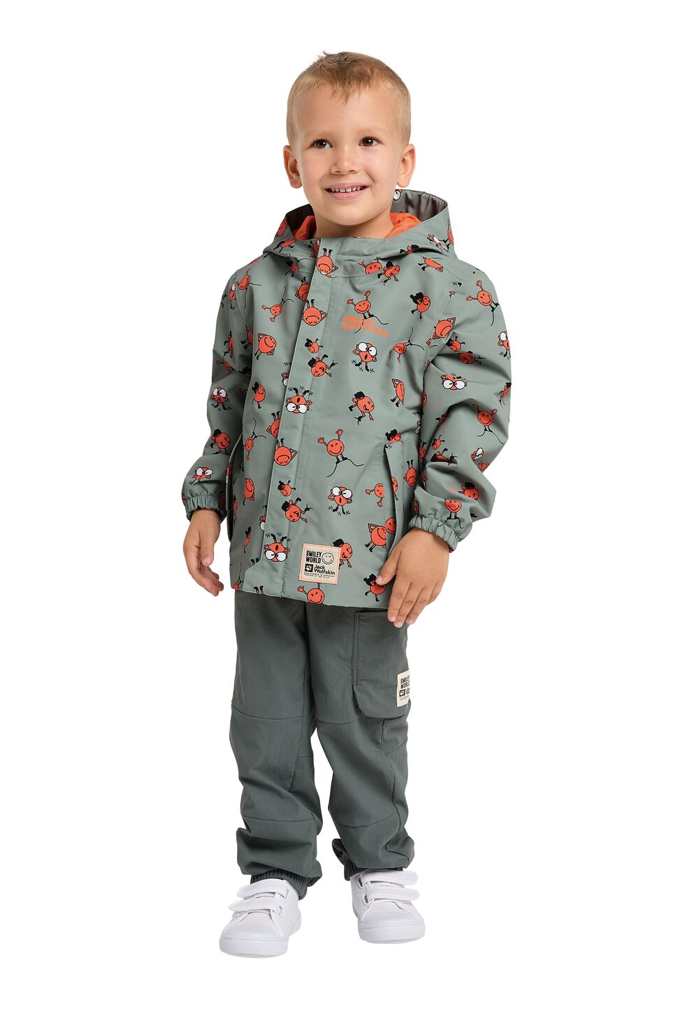 Jack Wolfskin Regenjacke Kinder Smileyworld 2L AOP Jacket Kids 104 braun ICON mint leaf von Jack Wolfskin