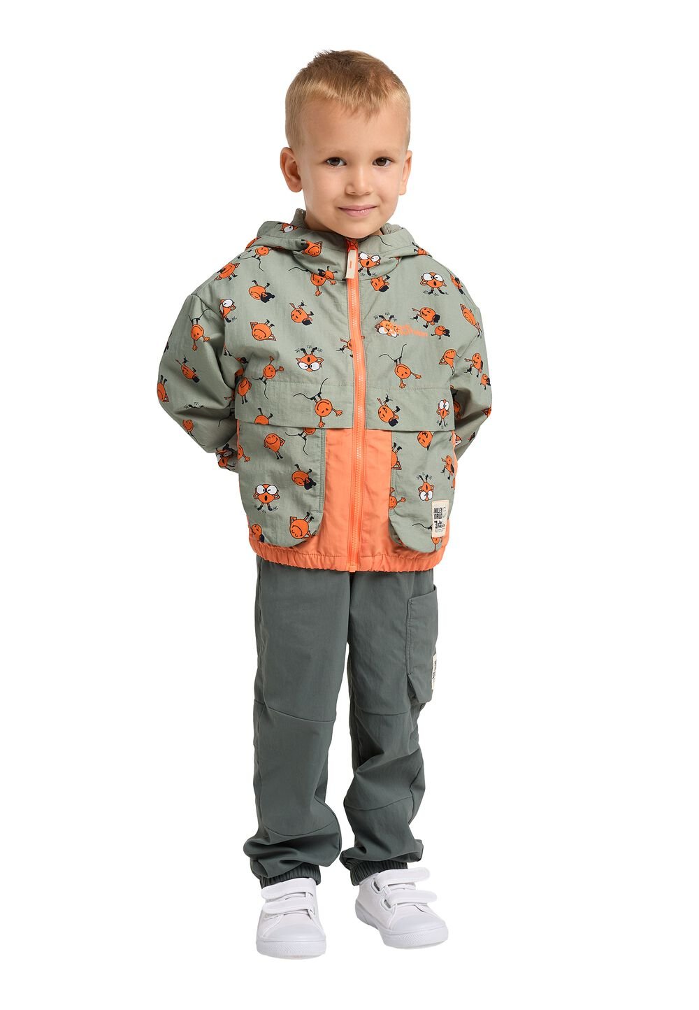 Jack Wolfskin Regenjacke Kinder Smileyworld AOP Jacket Kids 104 icon mint leaf Icon Mint Leaf von Jack Wolfskin