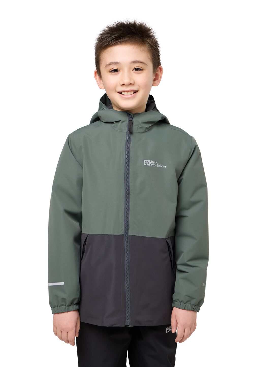 Jack Wolfskin Regenjacke Kinder Snowy Days Jacket Kids 128 slate green/black slate green/black von Jack Wolfskin