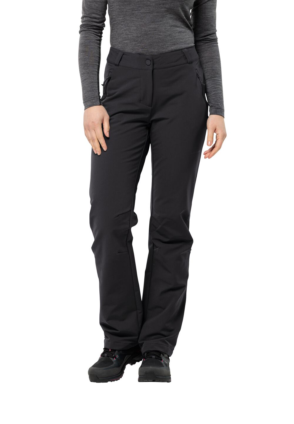 Jack Wolfskin Softshell-Wanderhose Damen Activate Thermic Pants Women 34 black black von Jack Wolfskin