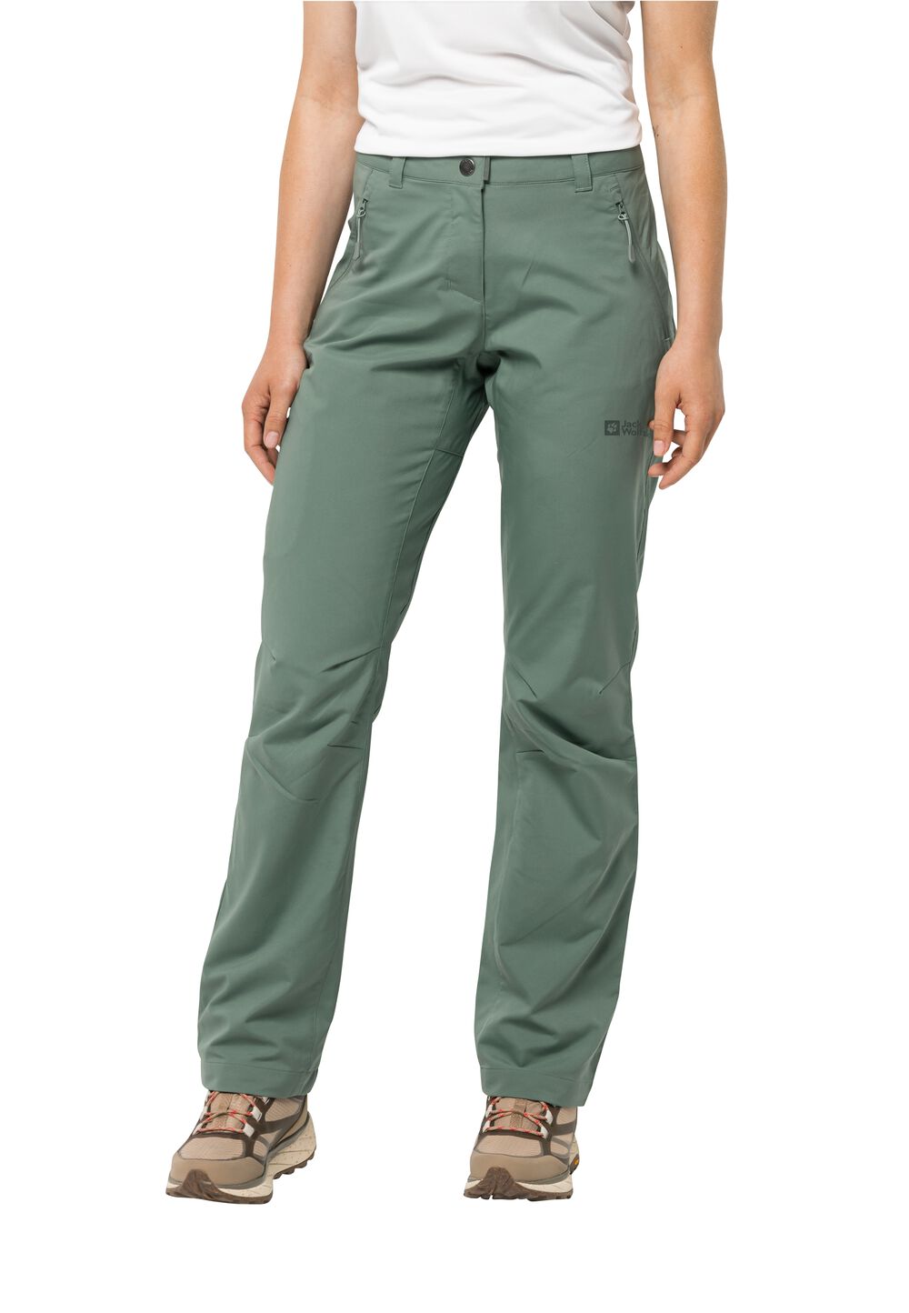 Jack Wolfskin Softshell-Wanderhose Damen Active Track Pants Women 38 picnic green picnic green von Jack Wolfskin