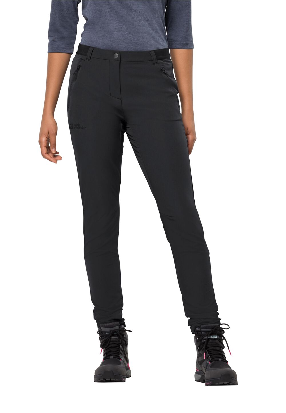 Jack Wolfskin Softshell-Wanderhose Damen Geigelstein Slim Pants Women 40 black black von Jack Wolfskin