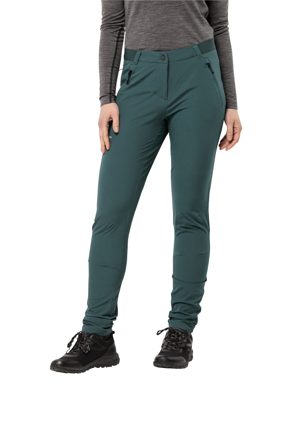 Jack Wolfskin Softshell-Wanderhose Damen Geigelstein Slim Pants Women 42 sea green sea green von Jack Wolfskin