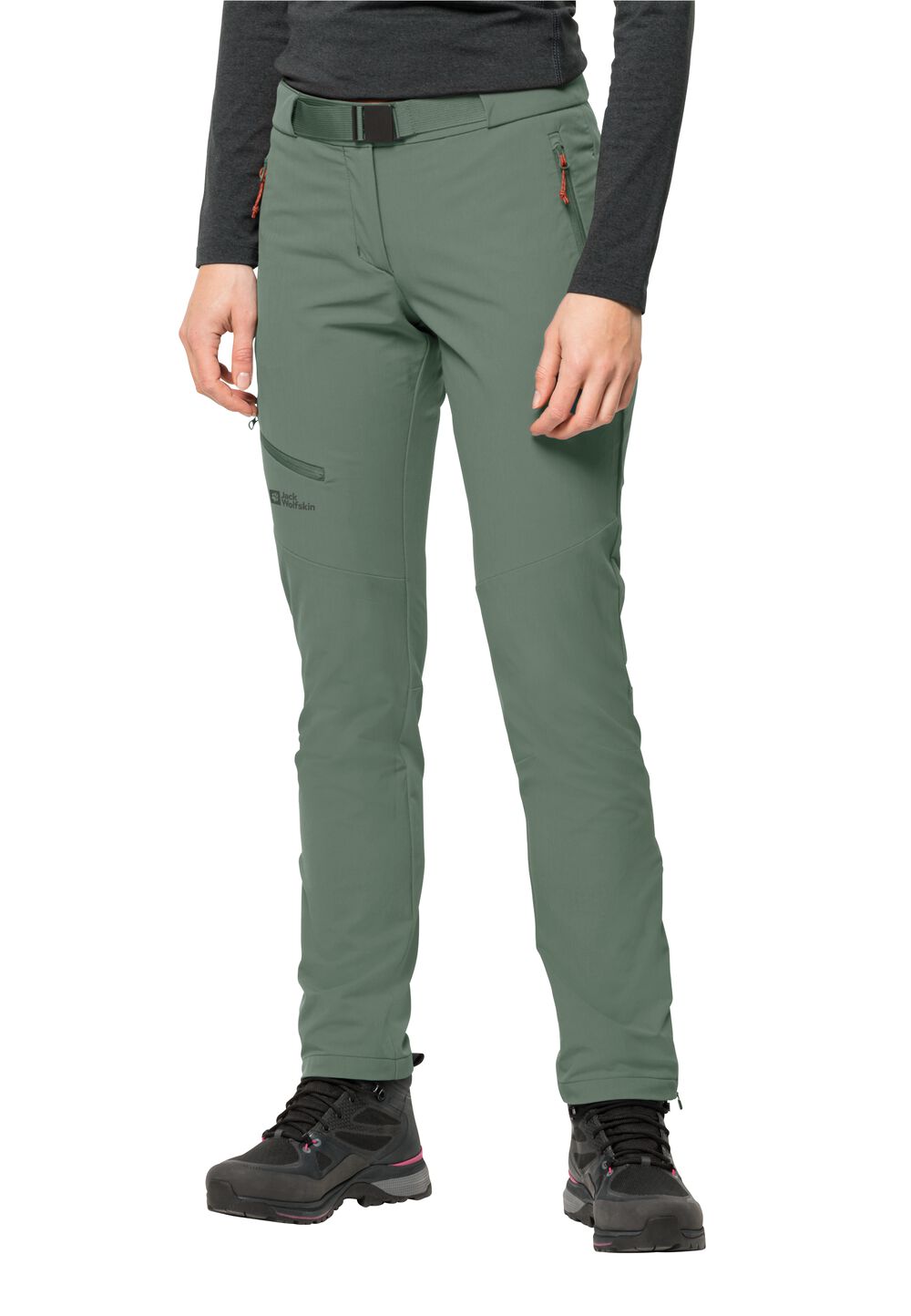 Jack Wolfskin Softshell-Wanderhose Damen Holdsteig Pants Women 34 picnic green picnic green von Jack Wolfskin