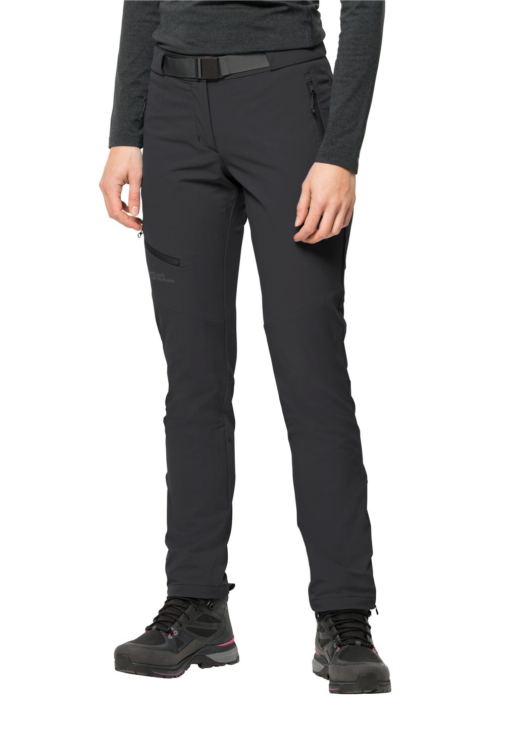 Jack Wolfskin Softshell-Wanderhose Damen Holdsteig Pants Women 38 black black von Jack Wolfskin