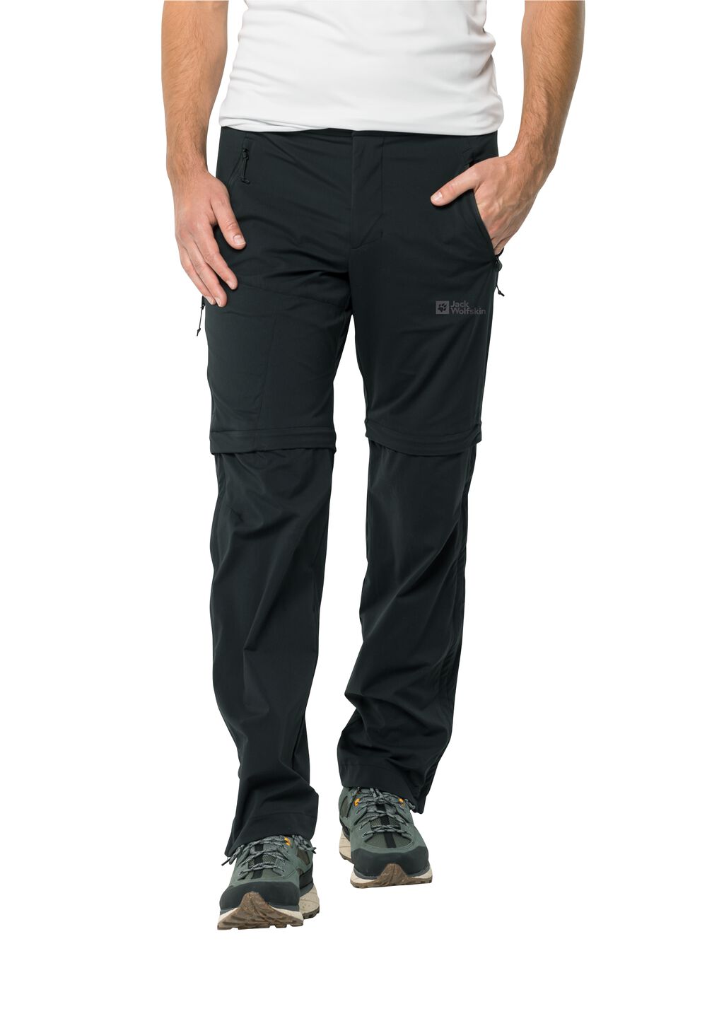 Jack Wolfskin Softshell-Wanderhose Herren Glastal Zip Away Pants Men 46L black black von Jack Wolfskin