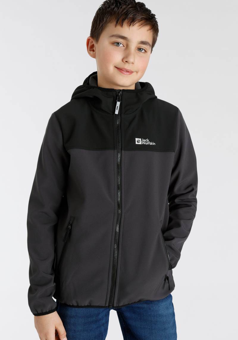 Jack Wolfskin Softshelljacke »FOURWINDS JACKET KIDS«, mit Kapuze, mit farblich abgesetzten Details von Jack Wolfskin