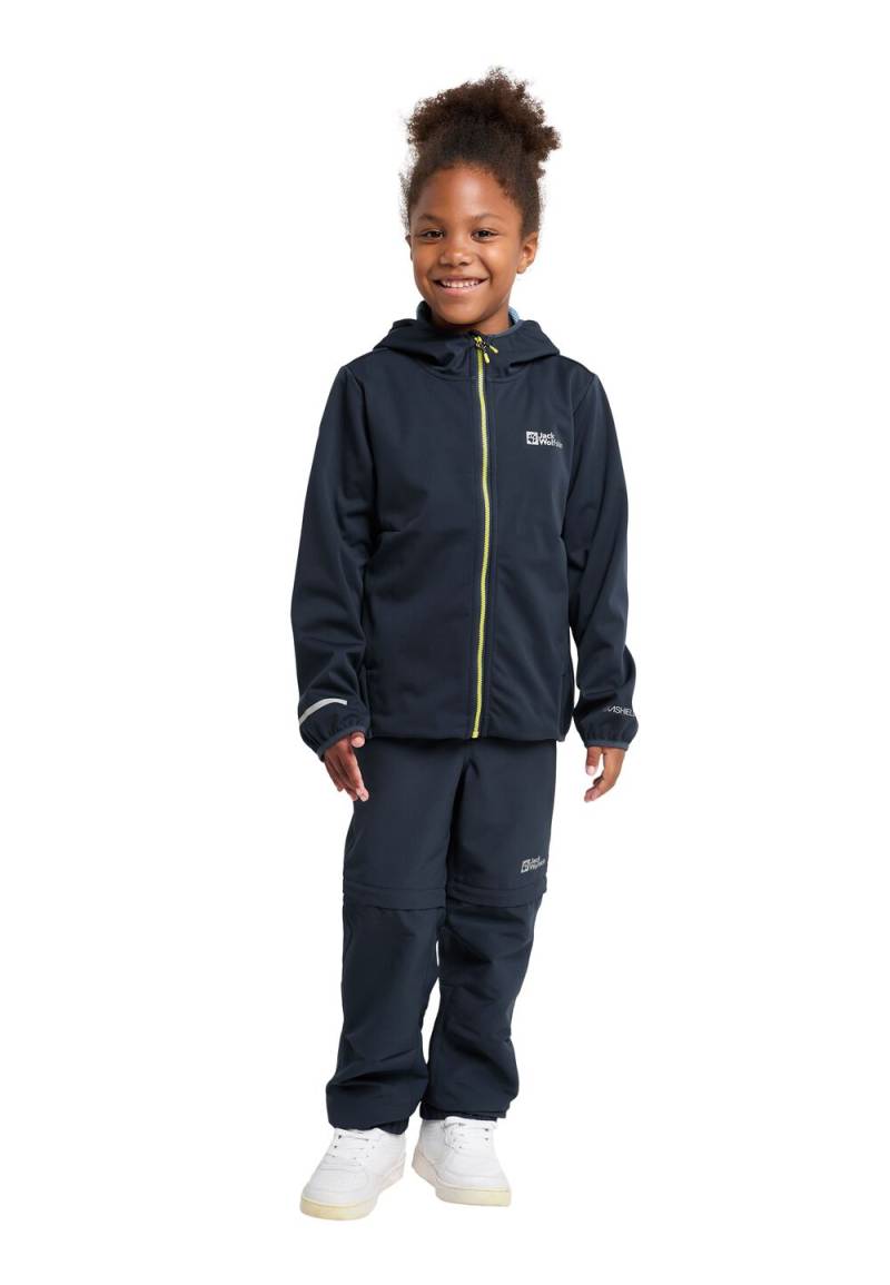 Jack Wolfskin Softshelljacke Kinder Feldberg Hooded Jacket Kids 116 blau night blue von Jack Wolfskin