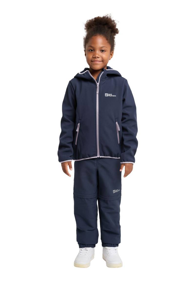 Jack Wolfskin Softshelljacke Kinder Fourwinds Jacket Kids 104 night blue/ pale lavender Night Blue/ Pale Lavender von Jack Wolfskin