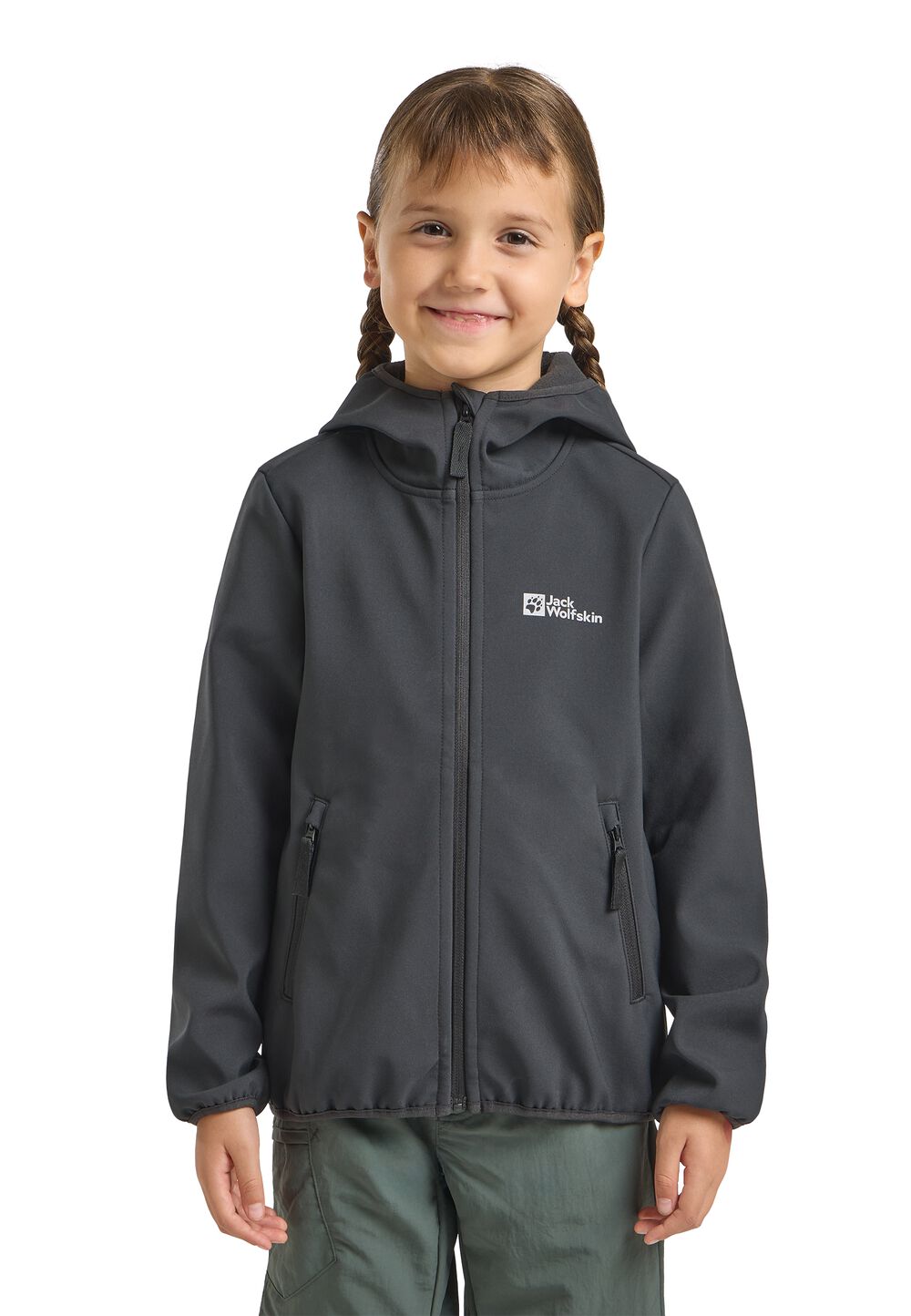 Jack Wolfskin Softshelljacke Kinder Fourwinds Jacket Kids 104 granite black granite black von Jack Wolfskin