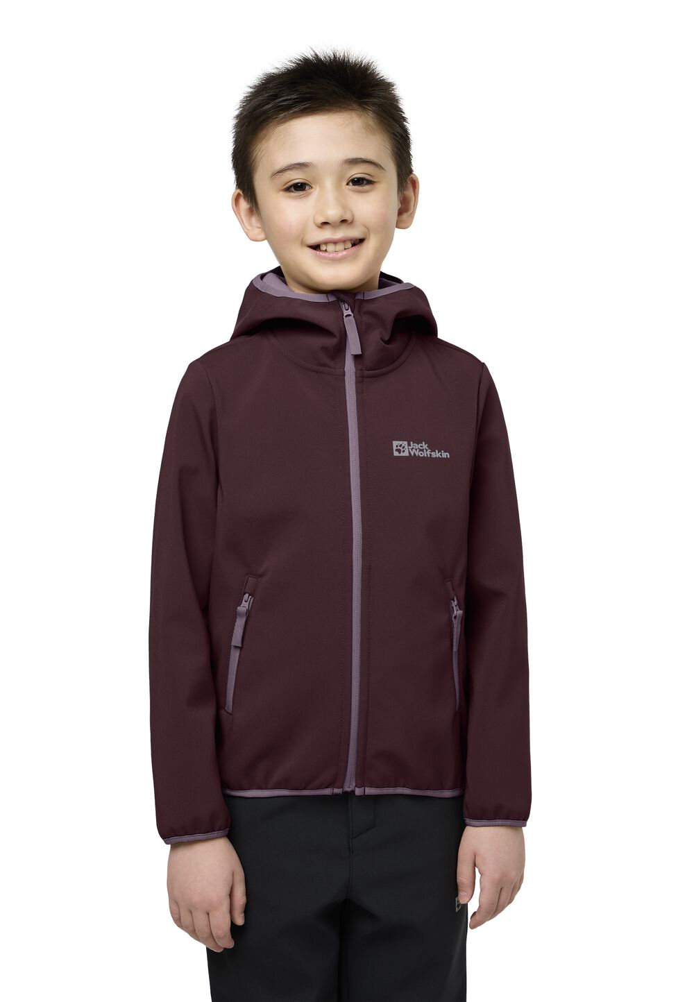 Jack Wolfskin Softshelljacke Kinder Fourwinds Jacket Kids 128 boysenberry boysenberry von Jack Wolfskin