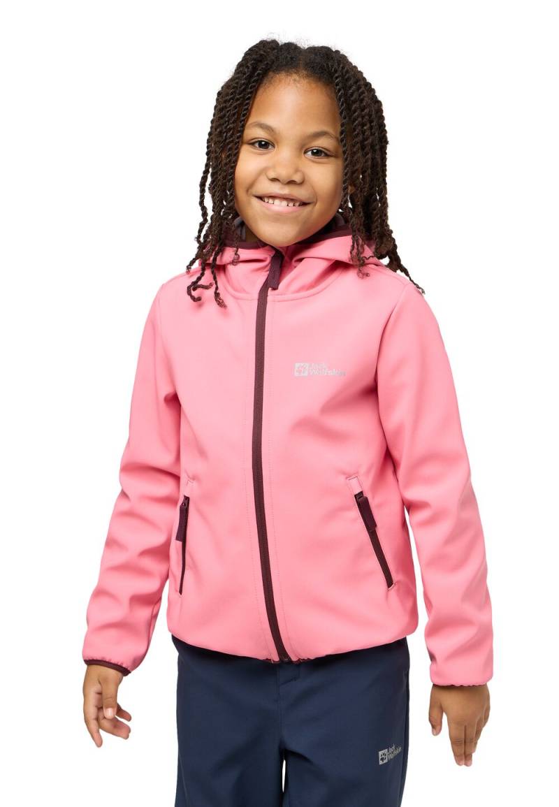 Jack Wolfskin Softshelljacke Kinder Fourwinds Jacket Kids 128 pink lemonade pink lemonade von Jack Wolfskin