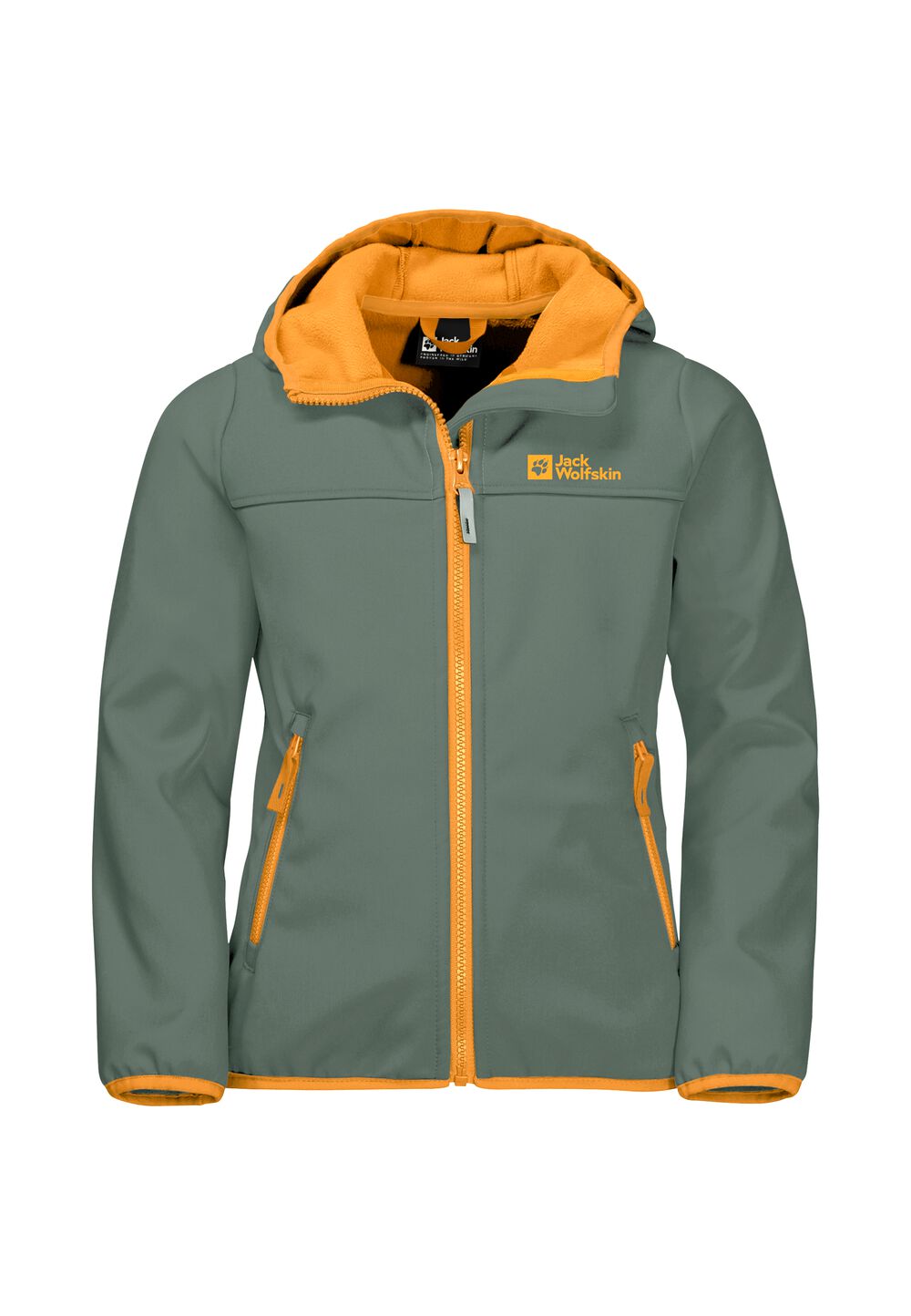 Jack Wolfskin Softshelljacke Kinder Fourwinds Jacket Kids 164 dark green / orange dark green / orange von Jack Wolfskin