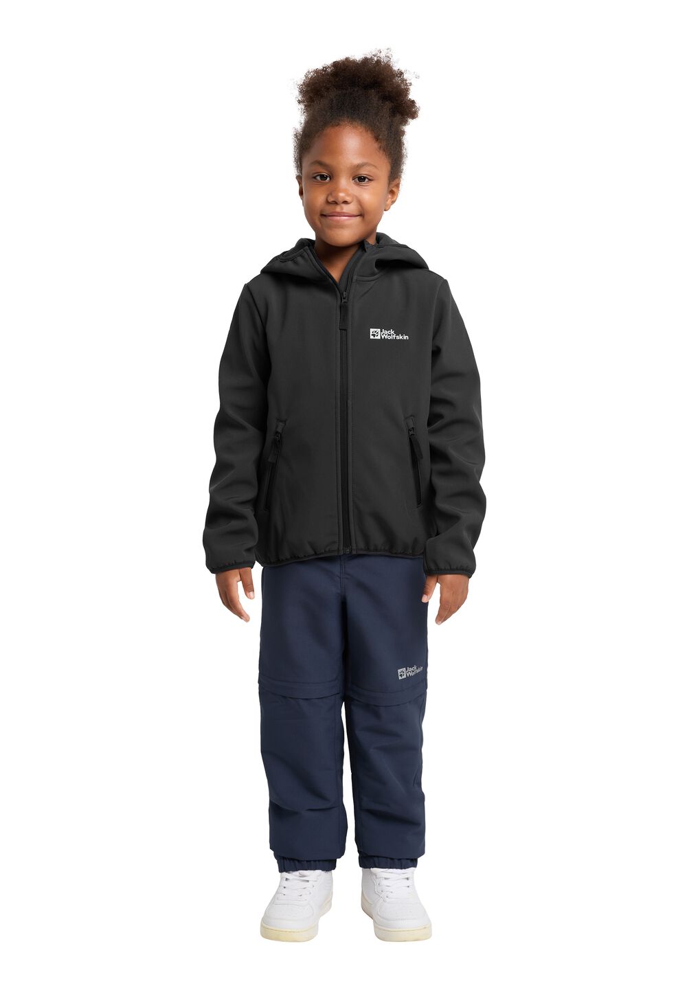 Jack Wolfskin Softshelljacke Kinder Fourwinds Jacket Kids 92 granite black granite black von Jack Wolfskin