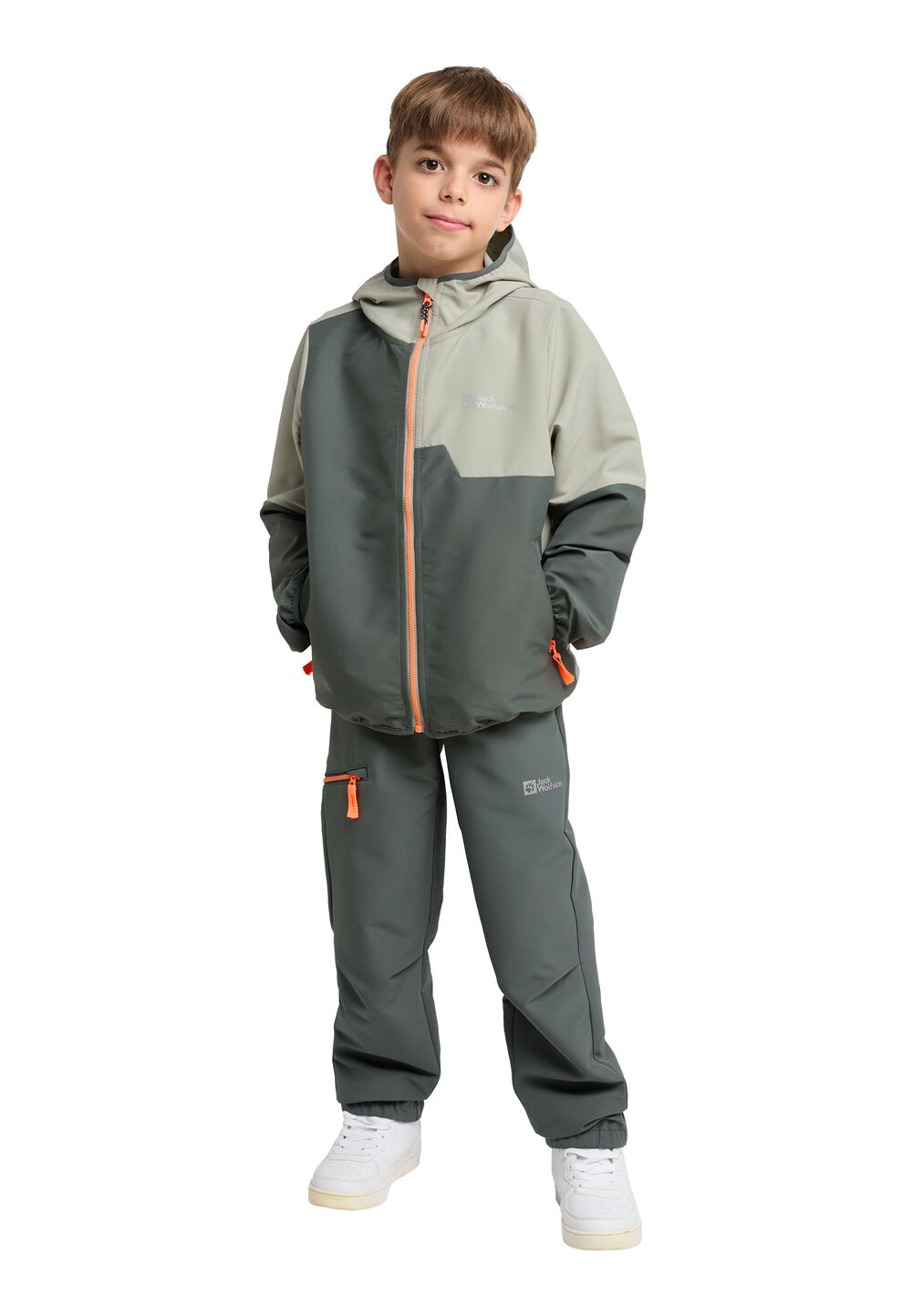 Jack Wolfskin Softshelljacke Kinder Turbulence Hooded Jacket Kids 128 slate green slate green von Jack Wolfskin