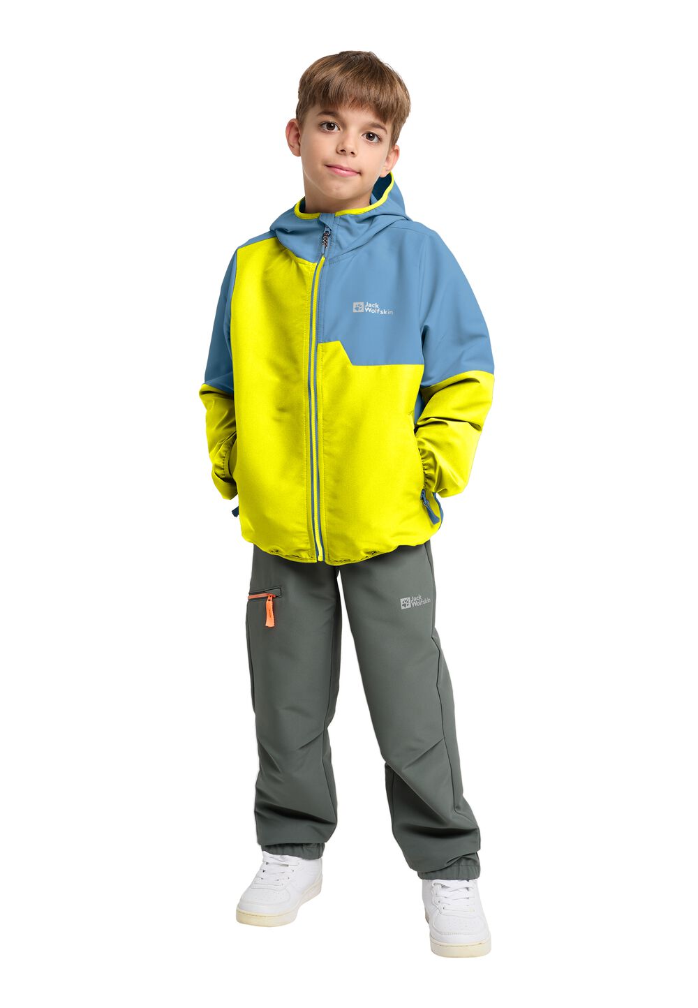 Jack Wolfskin Softshelljacke Kinder Turbulence Hooded Jacket Kids 128 firefly Firefly von Jack Wolfskin