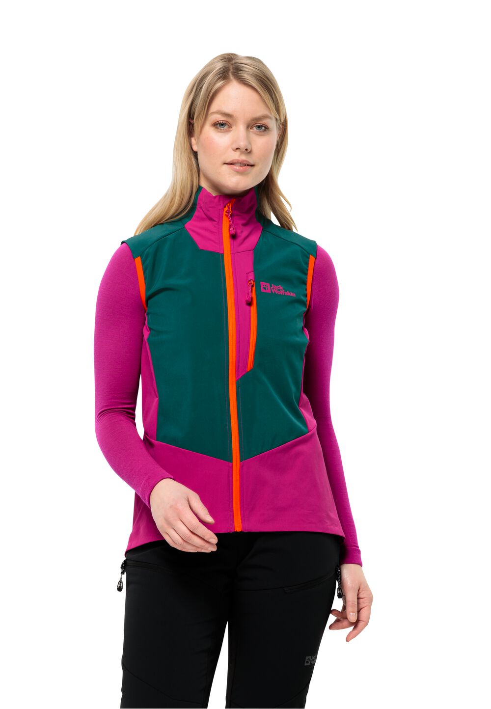 Jack Wolfskin Softshellweste mit RECCO® Ortungssystem Damen Alpspitze Vest Women L sea green sea green von Jack Wolfskin