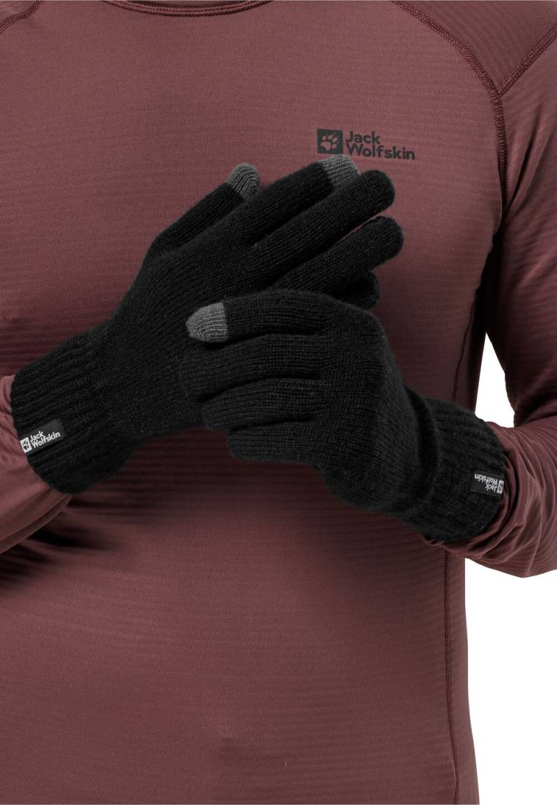 Jack Wolfskin Strick-Handschuhe Rib Glove L black black von Jack Wolfskin