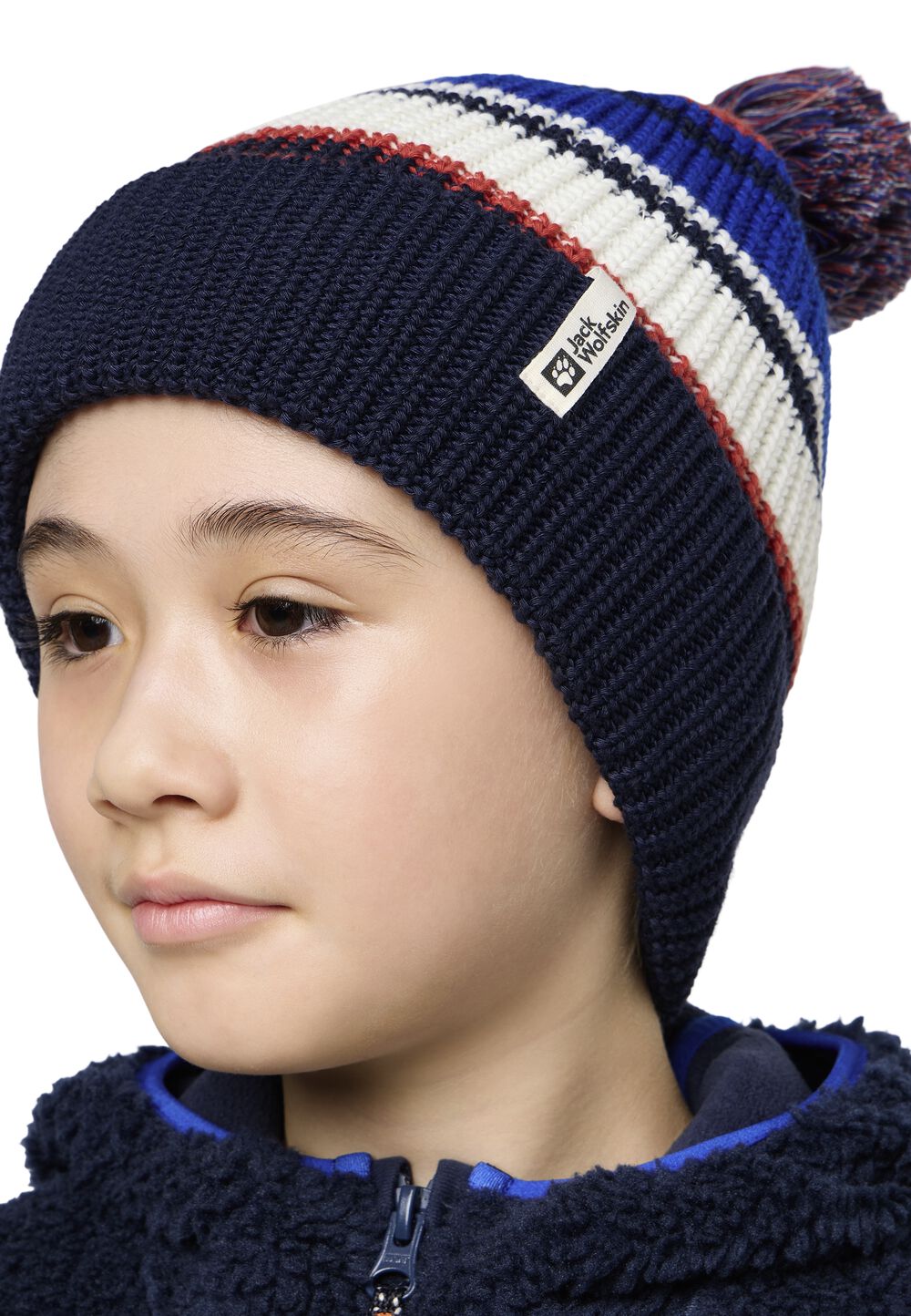 Jack Wolfskin Strickmütze Kinder Pompom Beanie Kids One Size blau night blue von Jack Wolfskin