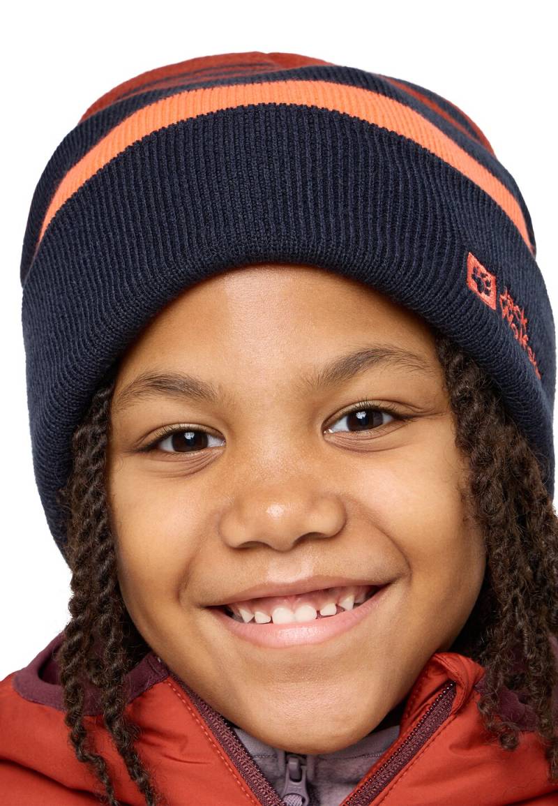 Jack Wolfskin Strickmütze Kinder Stripy Knit Beanie Kids M blau night blue von Jack Wolfskin