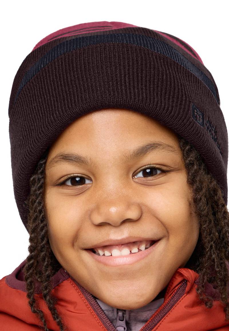 Jack Wolfskin Strickmütze Kinder Stripy Knit Beanie Kids M pink lemonade pink lemonade von Jack Wolfskin